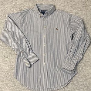 Polo Ralph Lauren Big Boys Cotton Oxford Shirt size small (8) light blue stripe